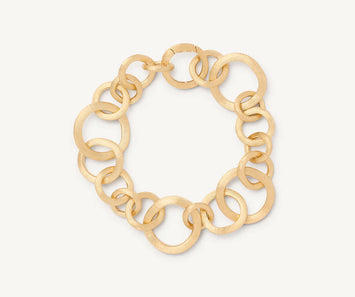 Bracelet en or jaune 18 carats. La collection Jaipur link est constituée de différents maillons circulaires qui s'entremêlent. Chaque pièce est fabriquée entièrement à la main dans l'atelier de MARCO BICEGO situé au nord de l’Italie. Taille spécifique possible sur commande.  Dimension : 21 cm Référence : BB1349