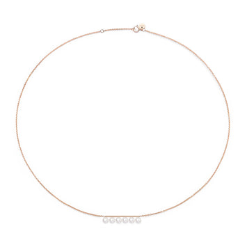 Burato Joaillerie - Collier or rose 18kt et perles.  deux possibilités de fermetures à 40 ou 42 cm.  6 Perles Orientales, couleur blanche. Dimension perle: ø 4 - 4,5 mm. Certification RJC. Certification