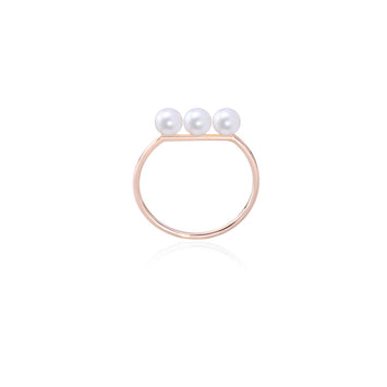 Burato Joaillerie -Bague or rose 18kt et perles collection Linea.  Barrette en or rose de 11 mm  3 Perles Orientales, couleur blanche. Dimension perle: ø 4,5 mm. Certification RJC. Certification