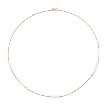 Burato Joaillerie - Collier or rose 18kt et perles.  deux possibilités de fermetures à 39 ou 42 cm.  17 Perles Orientales, couleur blanche. Dimension perle: ø 3.5 - 4 mm. Certification RJC. Certification