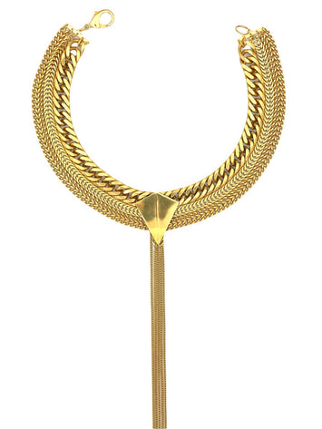 Perrine Taverniti - Le mélange de chaînes du collier Sofia est l'une des tendances de cette saison. Réalisé en laiton doré légèrement patiné. Fait main à paris.