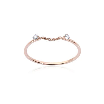 Burato - Bague or rose 18kt chaine avec deux diamants solitaires  diamant Taille ronde Diamants blancs Carats: 0.06 Couleur: G Clarté: Certifications VVS