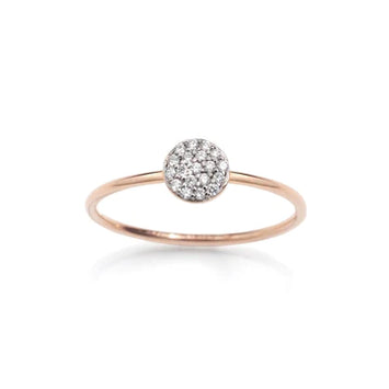 Burato - Code : BQ939  Bague or rose en 18kt pavés diamants  ronde Diamants blancs Carats : 0.10 Couleur: G Clarté: VVS  Paillette taille: ø 6 mm  Little White Diamonds fait partie de notre gamme de bagues modulaires conçues pour vous offrir une bague parfaite à porter pour chaque occasion.