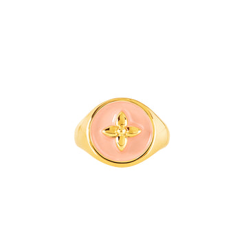 Bague chevalière Croisette en vermeil laqué peau d'ange
