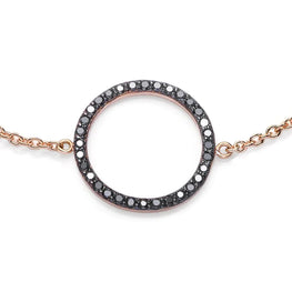 Bracelet en or jaune cercle et Diamants noirs