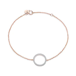 Bracelet en or rose cercle et Diamants blancs