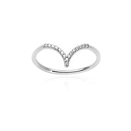 Bague or blanc en V diamant