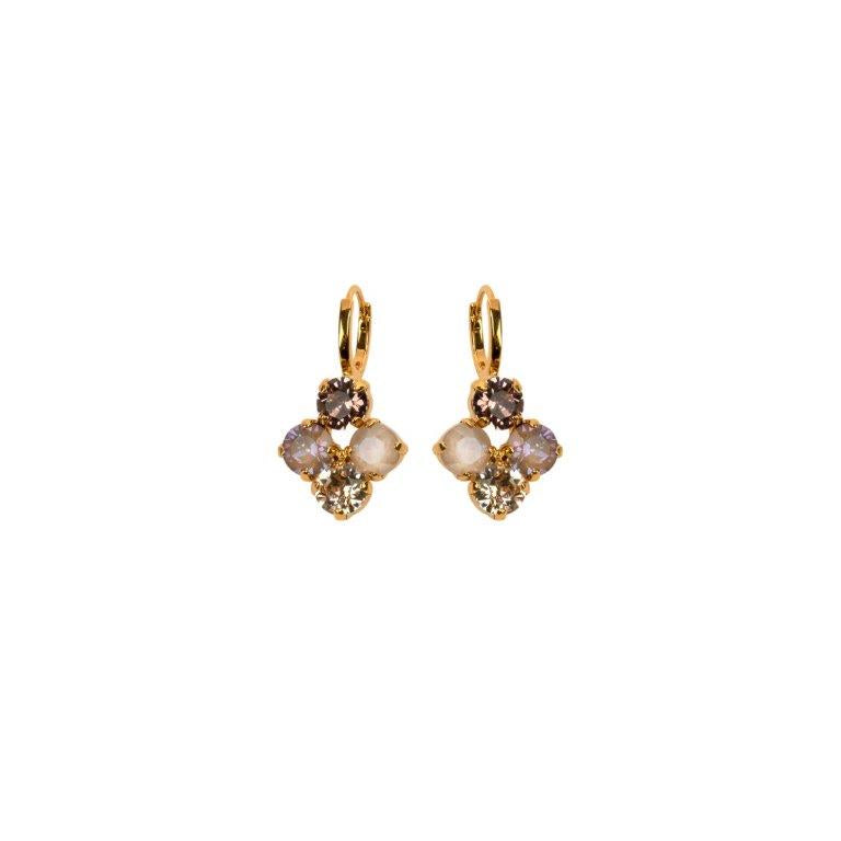 Boucles d’oreilles à cerceau percé COMO en laiton doré avec cristal  Couleurs: Beige  Fabriqué en France  Hauteur : 2,8 cm - Diamètre du cerceau : 1,2 cm - Poids : 5 g