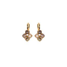 Boucles d’oreilles à cerceau percé COMO en laiton doré avec cristal  Couleurs: Beige  Fabriqué en France  Hauteur : 2,8 cm - Diamètre du cerceau : 1,2 cm - Poids : 5 g