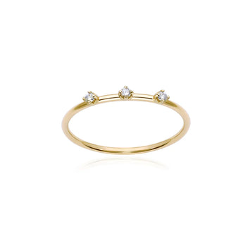 Bague or jaune trilogie solitaire diamants