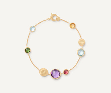 EDITOR 64 Marco Bicego - collection Jaipur - Bracelet en or jaune 18 carats et pierres fines. La collection Jaipur s’inspire des couleurs de la ville rose et célébre les pierres fines. Chaque pièce est fabriquée entièrement à la main dans l'atelier de MARCO BICEGO situé au nord de l’Italie. Taille spécifique possible sur commande.  Dimension : 18,5 cm Référence : BB1485 MIX01 Y 02