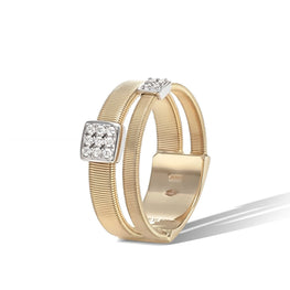 Marco Bicego - Collection Masai - Bague 2 rangs en or blanc 18 carats et diamants. Chaque pièce est fabriquée entièrement à la main dans l'atelier de MARCO BICEGO situé au nord de l’Italie. Taille spécifique possible sur commande.   Diamants : 0,1 carat Référence : AG324 B2 W