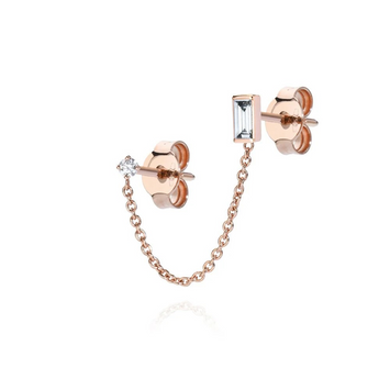 Boucle double baguette diamants chaine