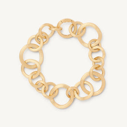 Bracelet en or jaune 18 carats. La collection Jaipur link est constituée de différents maillons circulaires qui s'entremêlent. Chaque pièce est fabriquée entièrement à la main dans l'atelier de MARCO BICEGO situé au nord de l’Italie. Taille spécifique possible sur commande.  Dimension : 21 cm Référence : BB1349