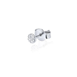 Burato - Code : CD800  Boucle d'oreille unitaire or blanc 18kt ronde XS. Collection Paillette  Paillette size: ø 4 mm Round cut White Diamonds Carats: 0.04 Colour: G Clarity: VVS