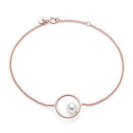 Bracelet en or rose cercle et perle