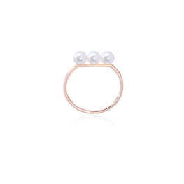 Burato Joaillerie -Bague or rose 18kt et perles collection Linea.  Barrette en or rose de 11 mm  3 Perles Orientales, couleur blanche. Dimension perle: ø 4,5 mm. Certification RJC. Certification 