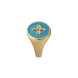 Cabirol - Bague Chevalière Croisette en vermeil, or 18K sur argent 925 laqué   plusieurs couleurs au choix : turquoise  poids ; 4,79 g