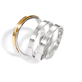 Bague triple argent et or