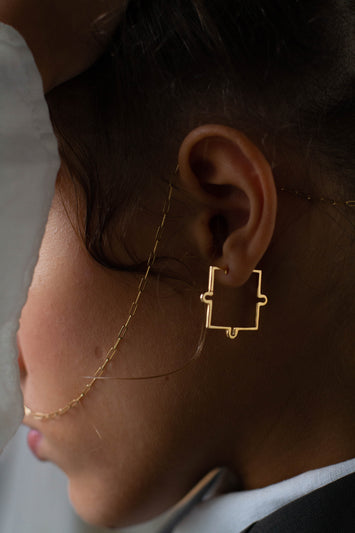 Boucles d'oreilles graphiques en or 9 carats Gamme Blanche 