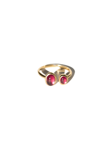 Bague 2 pierres Grenats Gamme Blanche