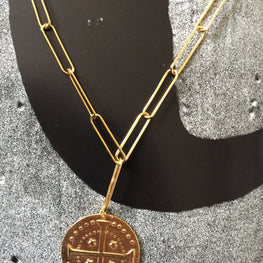 Collier long avec médaille motif Abbesses en vermeil Par Coeur