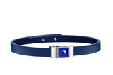 Bracelet ONE, simple tour Cuir bleu, 
Cabochon XL lapis Lazuli