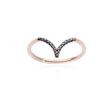 Burato - Bague or rose en V 18kt diamants noirs  diamant Taille ronde Diamants noirs Carats: 0.07 Couleur: G Clarté: Certifications VVS EDITOR 64