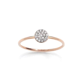 Burato - Code : BQ939  Bague or rose en 18kt pavés diamants  ronde Diamants blancs Carats : 0.10 Couleur: G Clarté: VVS  Paillette taille: ø 6 mm  Little White Diamonds fait partie de notre gamme de bagues modulaires conçues pour vous offrir une bague parfaite à porter pour chaque occasion.