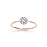 Burato - Code : BQ939  Bague or rose en 18kt pavés diamants  ronde Diamants blancs Carats : 0.10 Couleur: G Clarté: VVS  Paillette taille: ø 6 mm  Little White Diamonds fait partie de notre gamme de bagues modulaires conçues pour vous offrir une bague parfaite à porter pour chaque occasion.