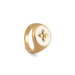 Cabirol - Bague Chevalière Croisette en vermeil, or 18K sur argent 925 laqué   plusieurs couleurs au choix : blanc  poids ; 4,79 g