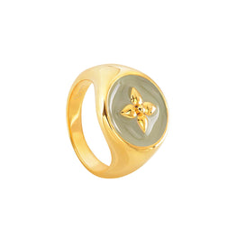 Bague Chevalière Croisette en vermeil, or 18K sur argent 925 laqué   plusieurs couleurs au choix : kaki  poids ; 4,79 g