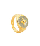 Bague Chevalière Croisette en vermeil, or 18K sur argent 925 laqué   plusieurs couleurs au choix : kaki  poids ; 4,79 g