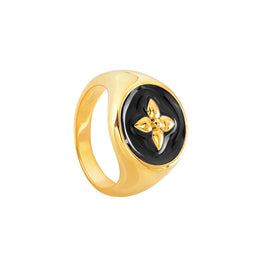 Cabirol - Bague Chevalière Croisette en vermeil, or 18K sur argent 925 laqué   plusieurs couleurs au choix : noir  poids ; 4,79 g