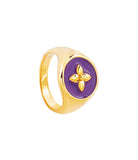 Cabirol - Bague Chevalière Croisette en vermeil, or 18K sur argent 925 laqué  plusieurs couleurs au choix : violet  poids ; 4,79 g