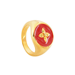 Cabirol - Bague Chevalière Croisette en vermeil, or 18K sur argent 925 laqué   plusieurs couleurs au choix : rouge pourpre  poids ; 4,79 g