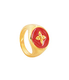 Cabirol - Bague Chevalière Croisette en vermeil, or 18K sur argent 925 laqué   plusieurs couleurs au choix : rouge pourpre  poids ; 4,79 g