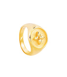 Cabirol - Bague Chevalière Croisette en vermeil, or 18K sur argent 925   plusieurs couleurs au choix : vermeil  poids ; 4,79 g