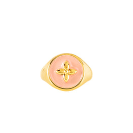 Bague chevalière Croisette en vermeil laqué peau d'ange