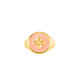 Bague chevalière Croisette en vermeil laqué peau d'ange