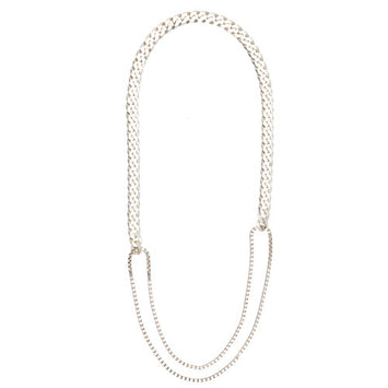 Adeline Cacheux - Collier sautoir double chaine gourmette Charles. Argent 925  Sautoir maillon gourmette et maillon vénitien en argent massif 925e   Longueur : 94 cm   100% Argent 925/1000   Confectionné à Paris dans l'atelier d'Adeline Cacheux.