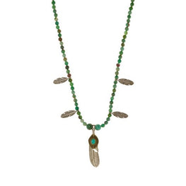 Collier de plumes en argent de style amérindien sur des perles de Turquoise.  Pendentif et breloques en argent massif avec des perles de turquoise authentiques.  Amanda Marcucci crée des bijoux durables depuis 2015. En utilisant uniquement des matériaux, des pierres précieuses et des emballages d'origine éthique. Tous nos bijoux sont fabriqués par des artisans locaux à Florence - Italie, ce qui rend chaque pièce très spéciale et unique.